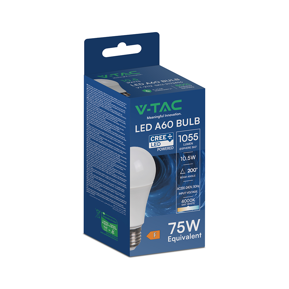 LED Bulb CREE CHIP - 10.5W E27 A60 Thermoplastic 4000K