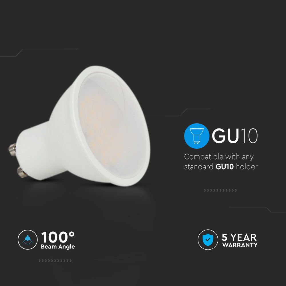 LED Spot 2.9W GU10 SMD White Plastic Milky Cover 6400K img 1