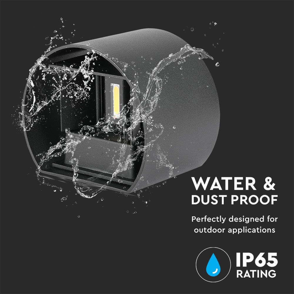 6W Wall Lamp With Bridglux Chip Black Body Round IP65 3000K img 2
