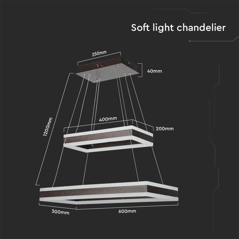 115W Soft Light Chandelier Dimmable Coffee 3000K