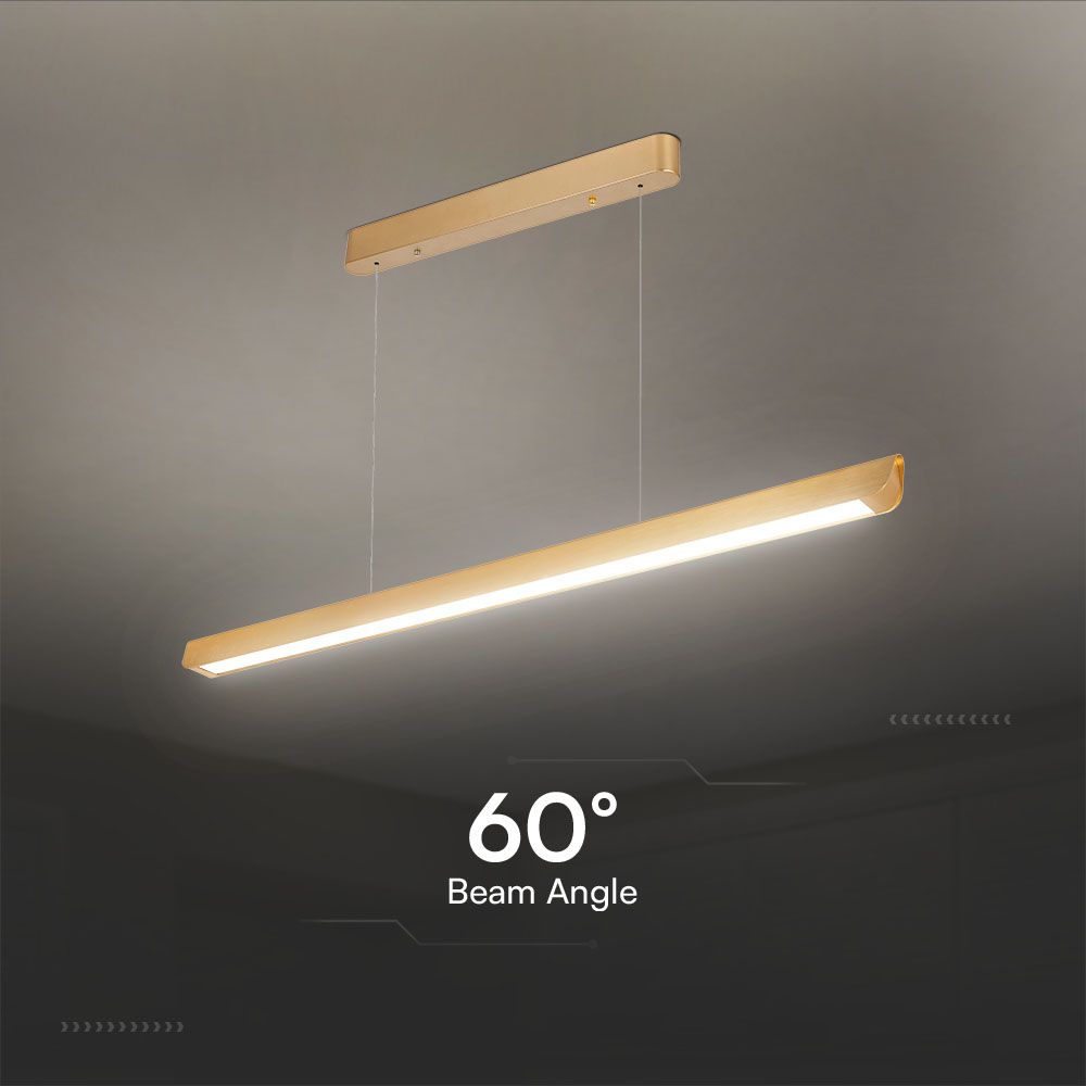 36W LED Linear Hanging Suspension Light Diffuser Plate Type-CCT:3IN1 - Matte Gold img 3