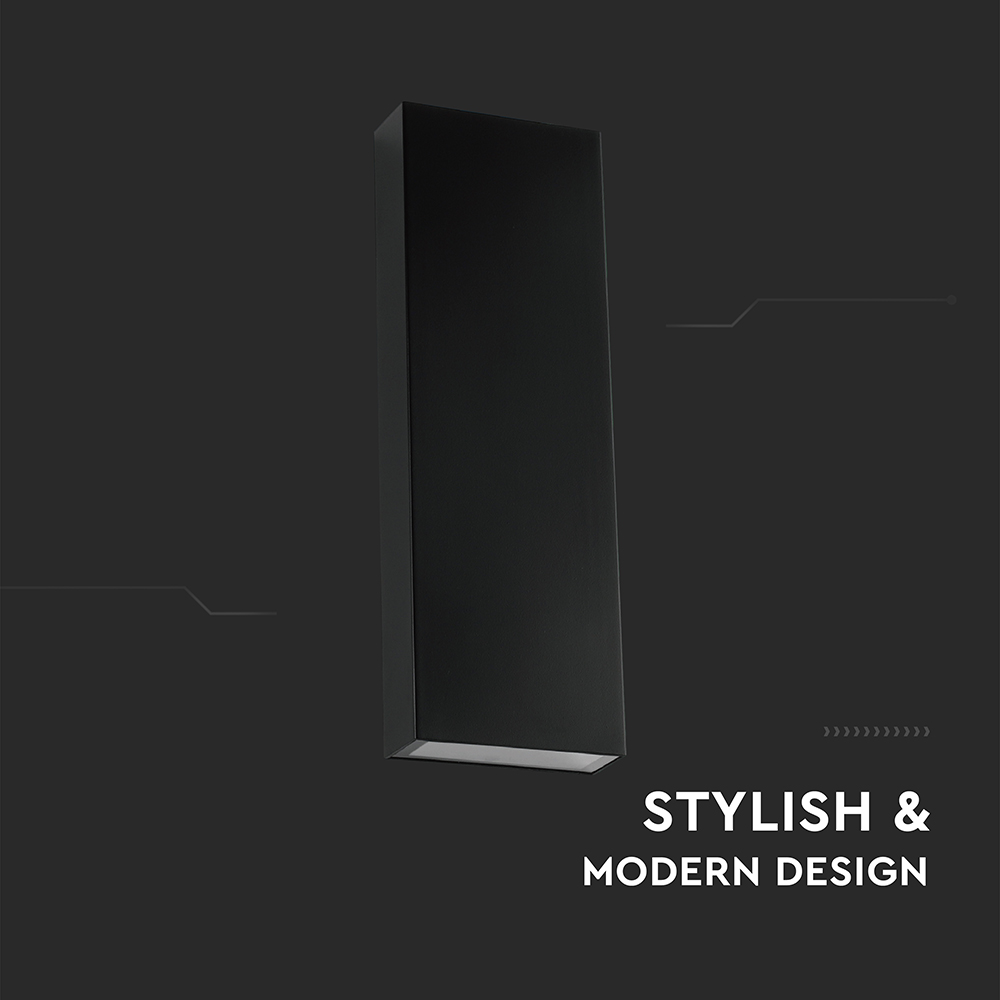 8W LED Wall Light PC Up & Down Black Body 4000K IP65