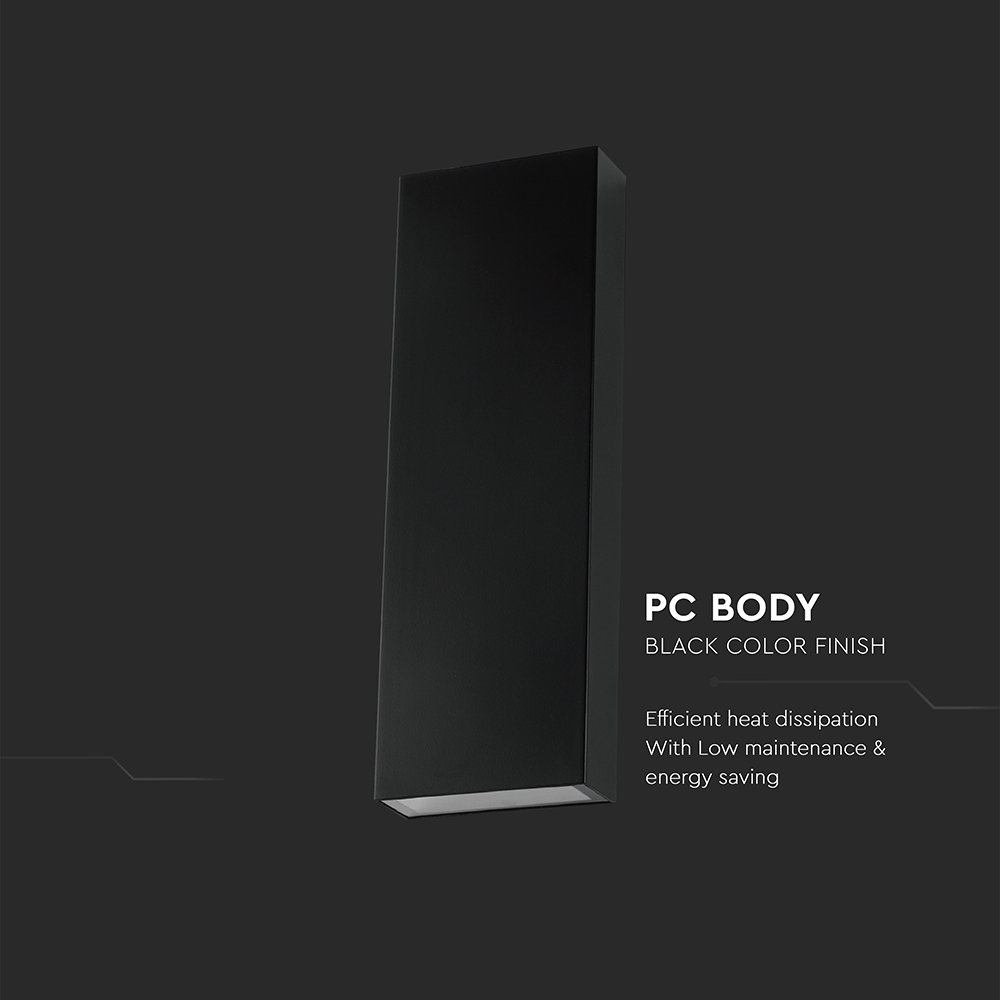 8W LED Wall Light PC Up & Down Black Body 4000K IP65 img 1