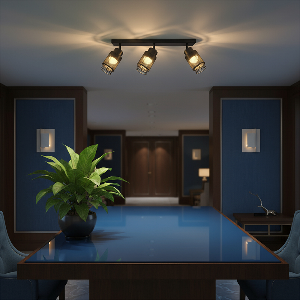 3X6W LED Decorative Ceiling Lamp (L400*W70*H30mm) 3000K Matt Black Body