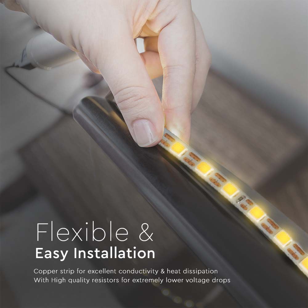 Strip LED SMD2835 120 LED/m Doppio PCB 5m 24V 4000K IP20 3mm img 1