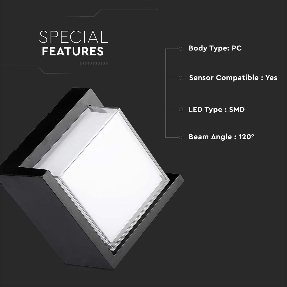 12W LED Wall SamiFrame Black Square 4000K