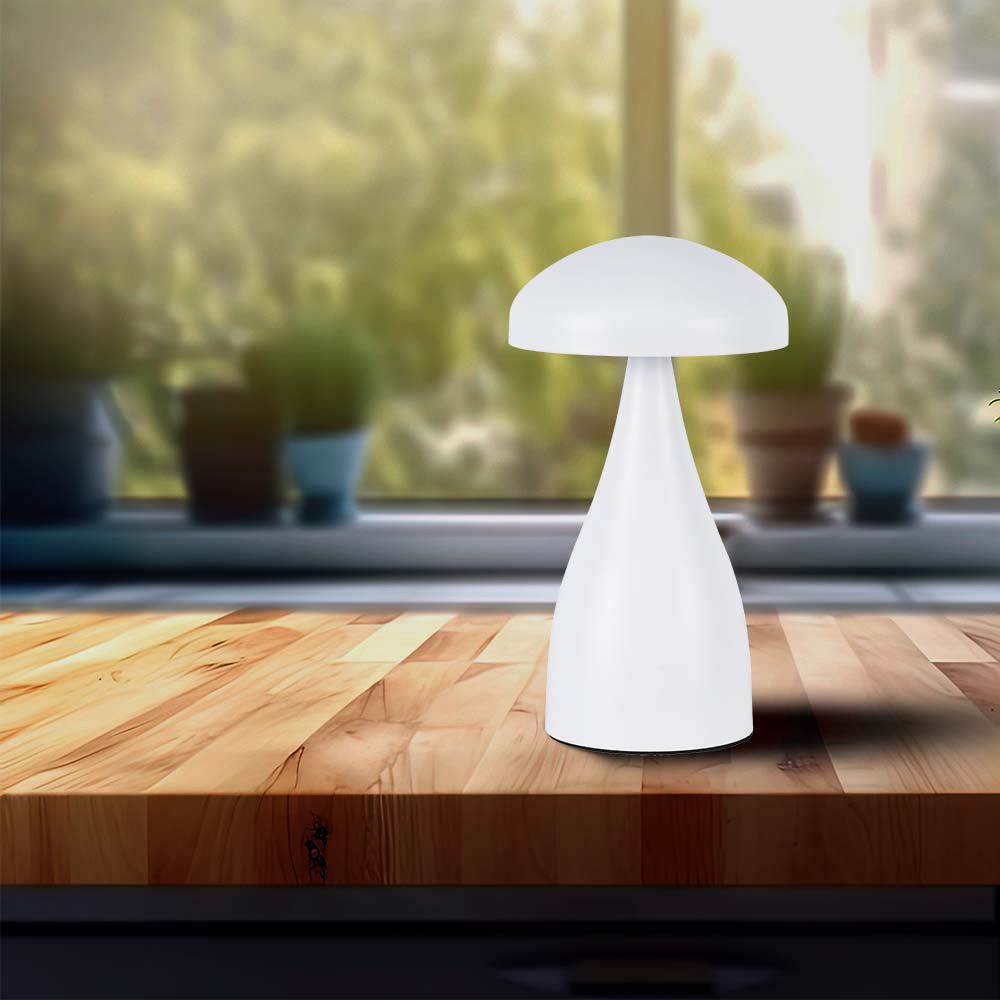 Lampada LED da Tavolo 1W con Batteria 800mAh Ricaricabile USB C Colore Bianco in Metallo Touch Dimmerabile 3in1