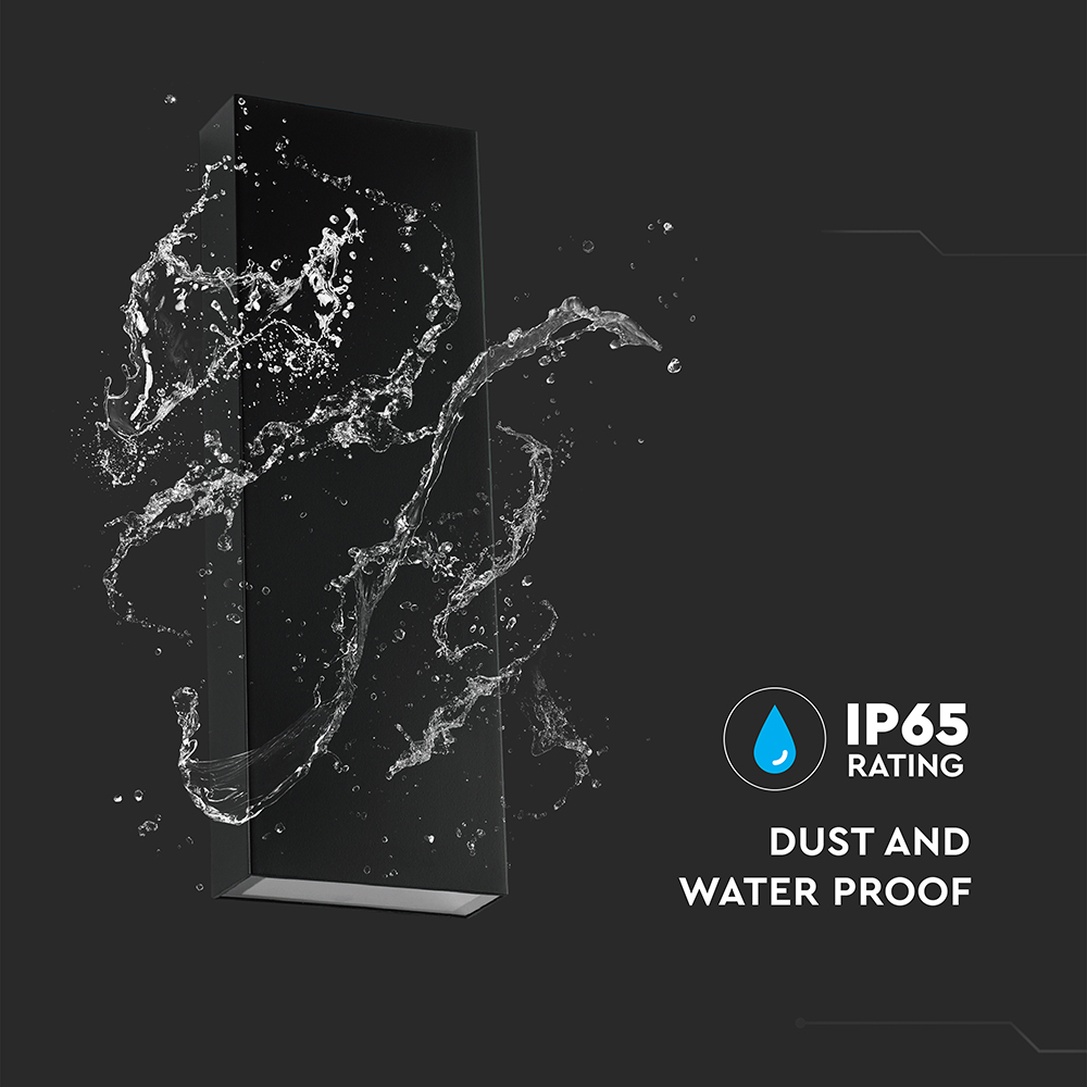 8W LED Wall Light PC Up & Down Black Body 4000K IP65 img 3