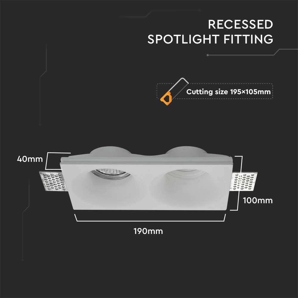 2xGU10 Fitting Gypsum Round White