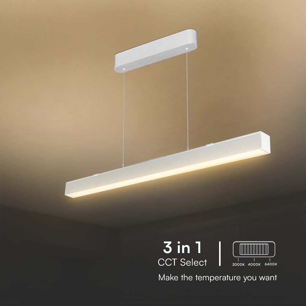 40W LED Linear Hanging Suspension Light : Up & Down System 3IN1 White Body img 1