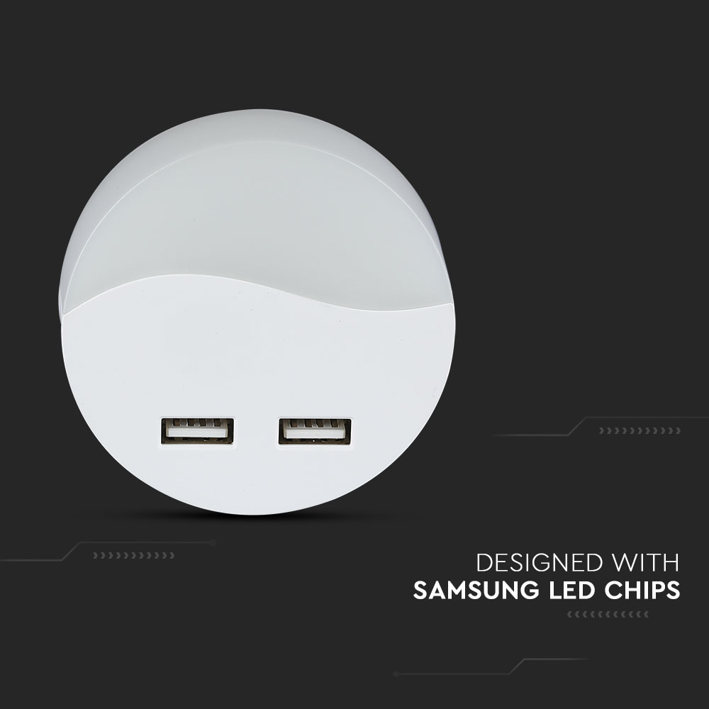 LED Segnapasso Notturno USB Rotondo 3000K