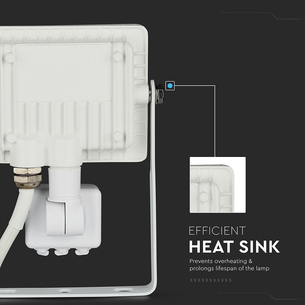 10W LED Proiettore con sensoreSAMSUNG Chip Cut-OFF Funzione Corpo Bianco 4000K img 3