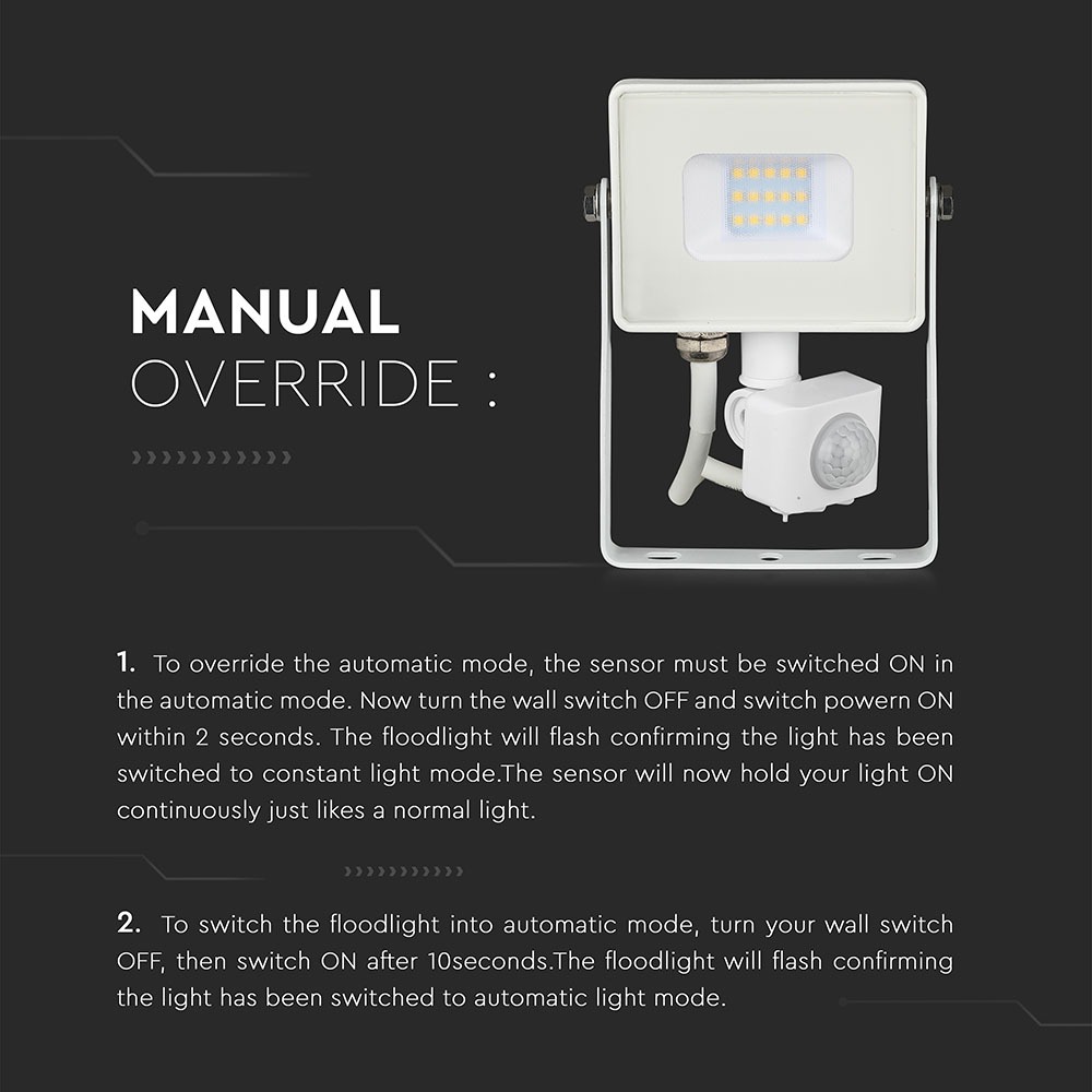10W LED Proiettore con sensoreSAMSUNG Chip Cut-OFF Funzione Corpo Bianco 4000K img 4