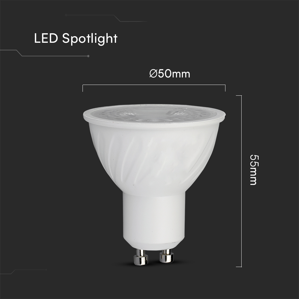 LED Spotlight - CREE CHIP 6W GU10 Plastic Dimmable 38° 6500K