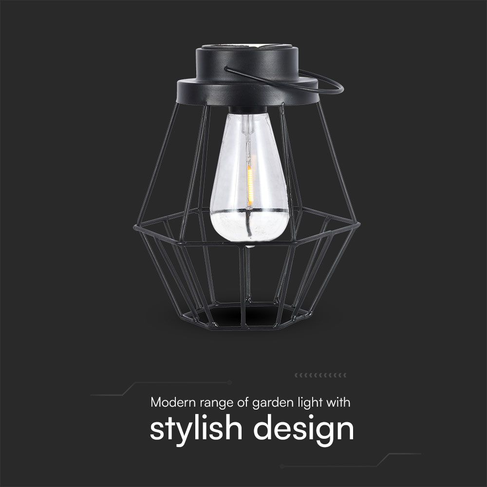 LED Solar Lamp with Handle Black