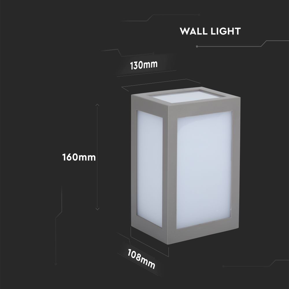 12W LED Wall Light Corpo Grigio 6400K