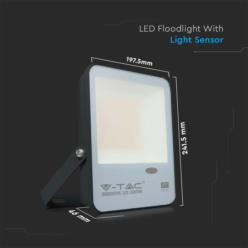 50W LED Sensor Day Light Floodlight SAMSUNG CHIP 100LM/W Black Body 4000K