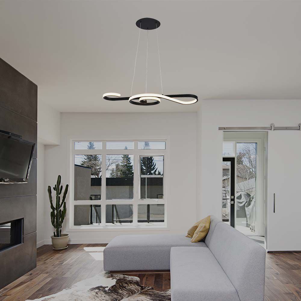 Lampadario LED a Sospensione 18W in Metallo dal Design Moderno 70x25cm Colore Nero 3000K