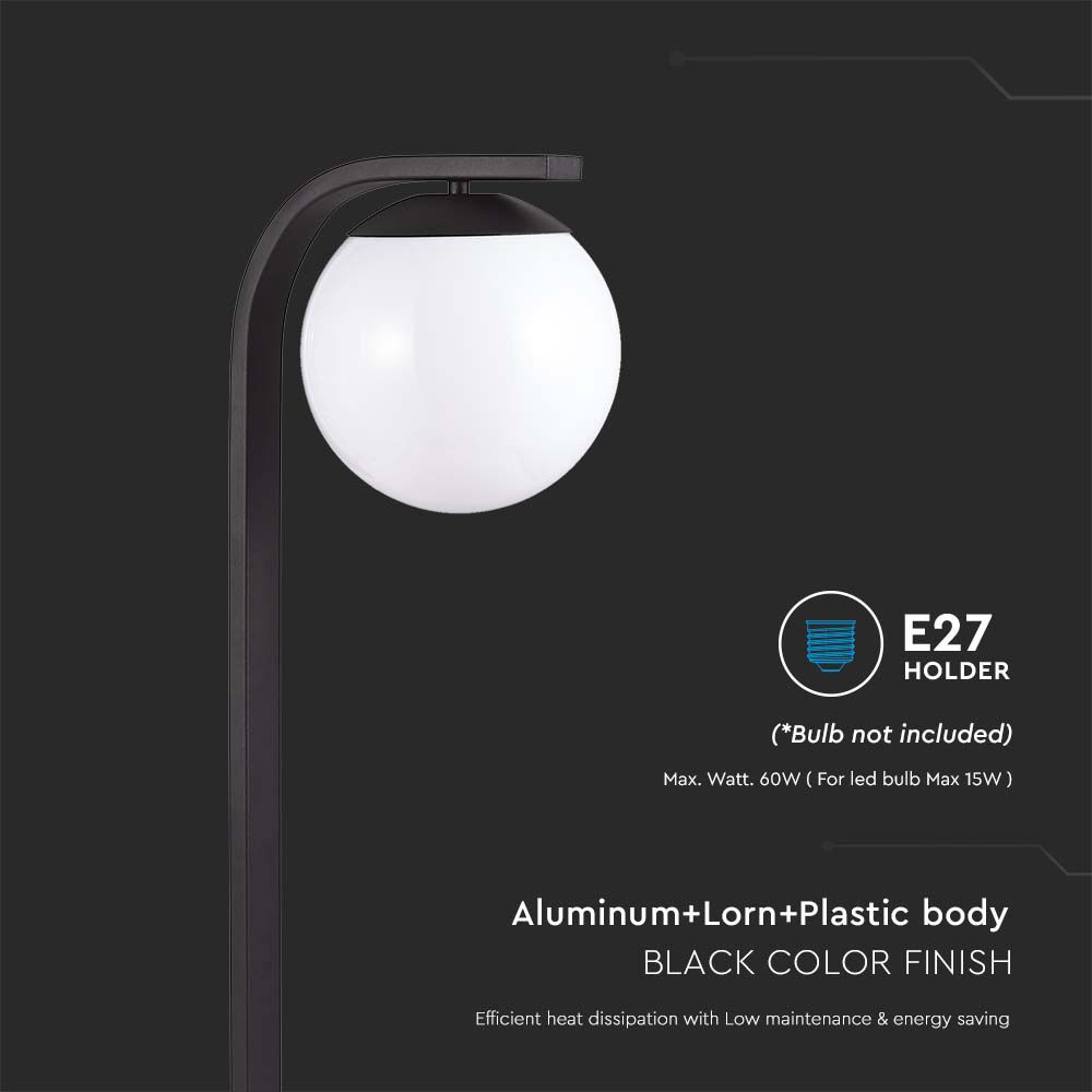 Lampione LED da Giardino con Portalampada a Lanterna E27 Colore Nero Opaco h: 105cm IP44 img 1