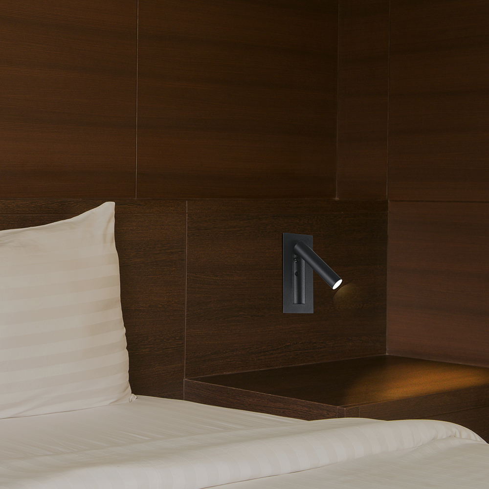 2W LED Bedside Light CREE CHIP Aluminum+PC Black Body IP20 3000K