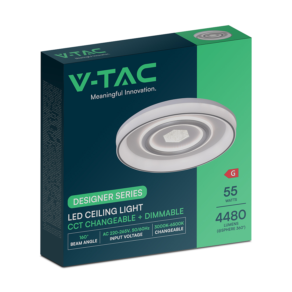 48W LED Decorative Ceiling Lamp (f485*70mm) CCT3IN1 White With IR Remote Control