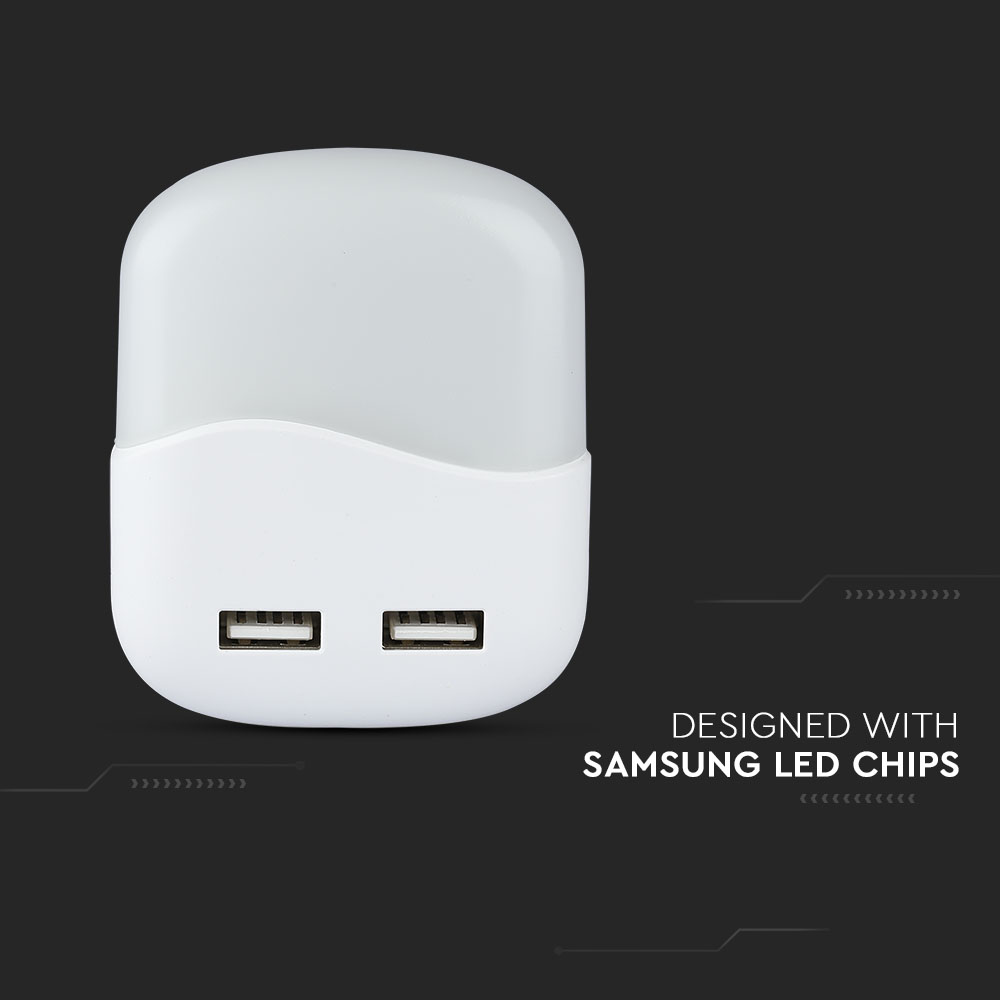 LED Segnapasso Notturno USB Quadrato 3000K
