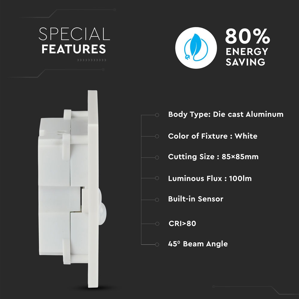 3W Spot LED Luce scale Sensor Bianco naturale
