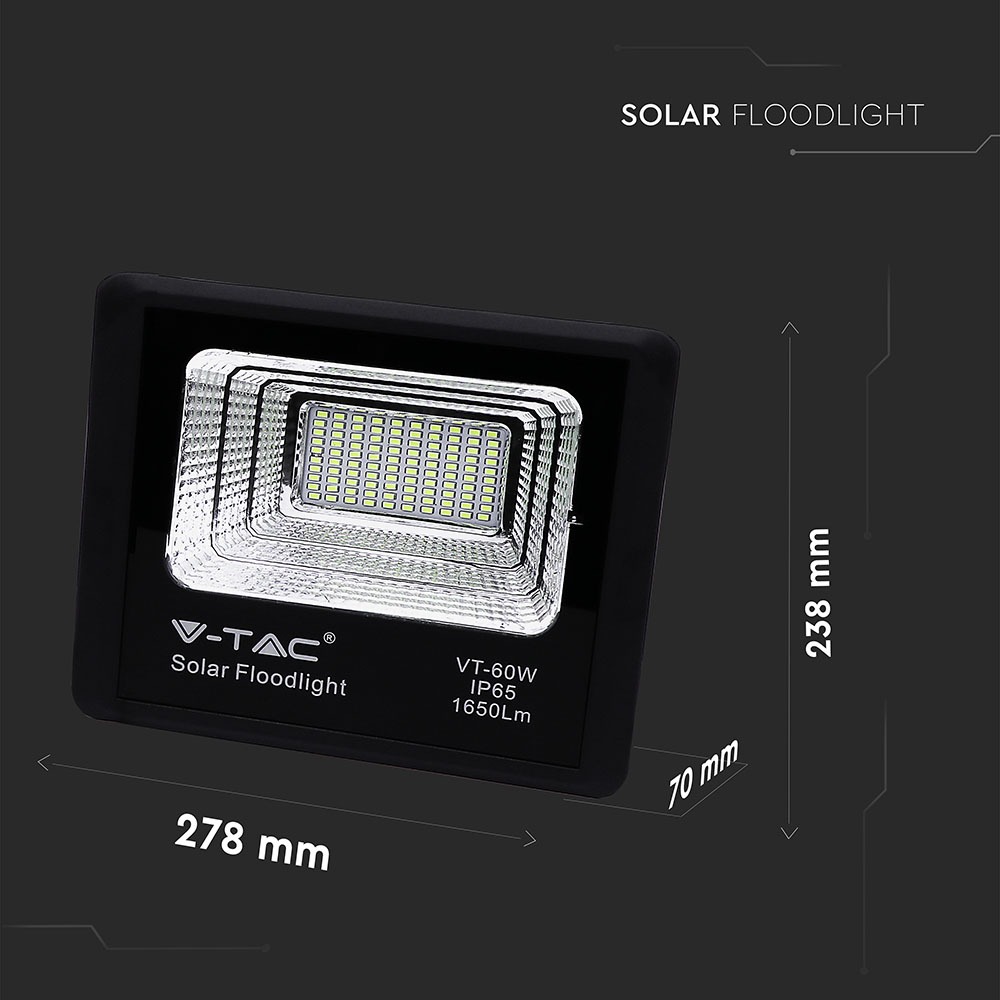 Faro LED con Telecomando e Pannello Solare 20W 6000K