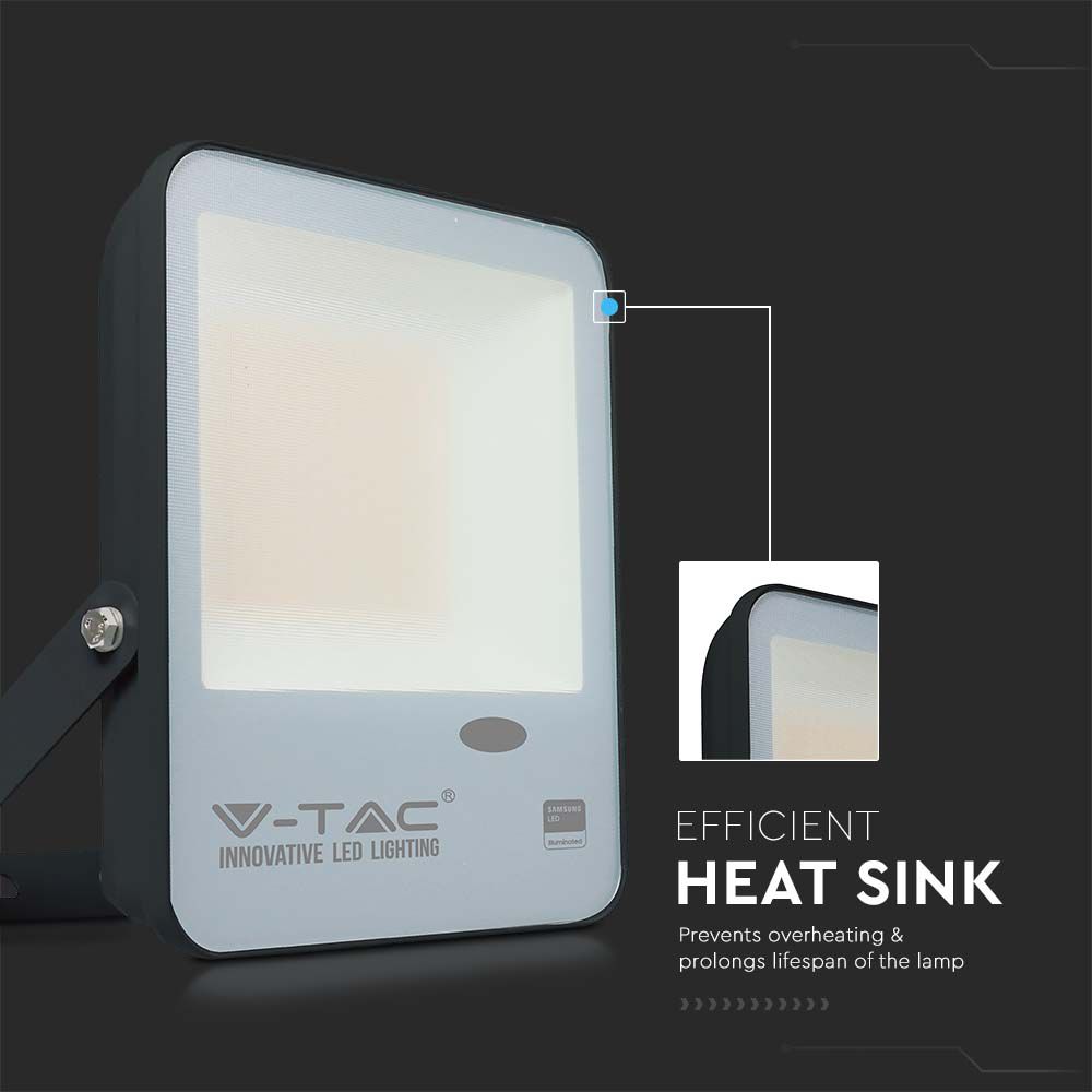 50W LED Sensor Day Light Floodlight SAMSUNG CHIP 100LM/W Black Body 4000K img 4