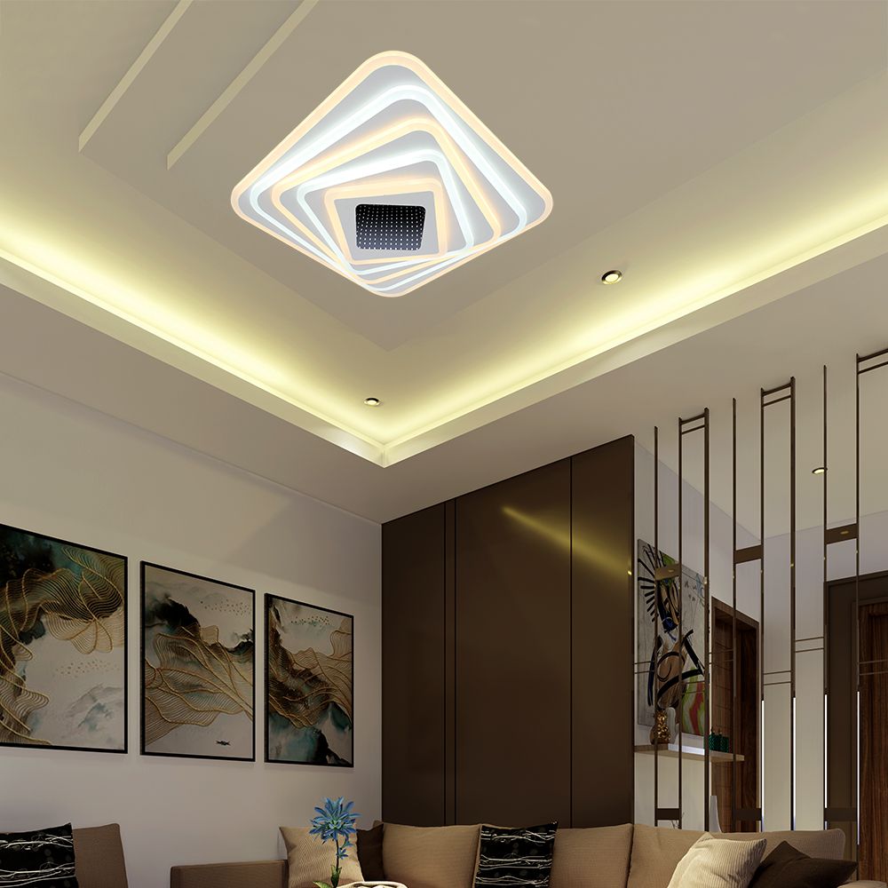 Designer Smart Ceiling Light (50*50*7CM) CCT: 3000K+6000K Dimmable + Remote Control
