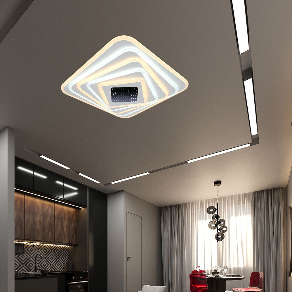 Designer Smart Ceiling Light (50*50*7CM) CCT: 3000K+6000K Dimmable + Remote Control img 1