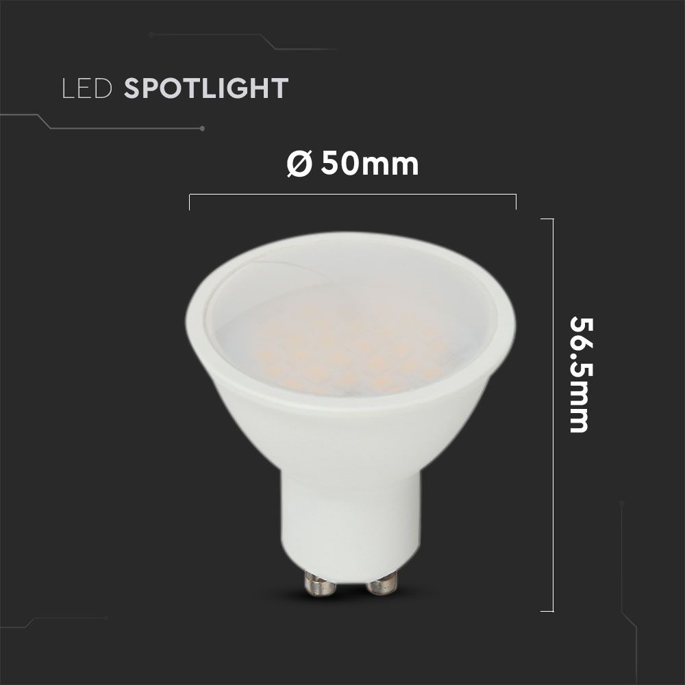 LED Spot 2.9W GU10 SMD White Plastic Milky Cover 6400K