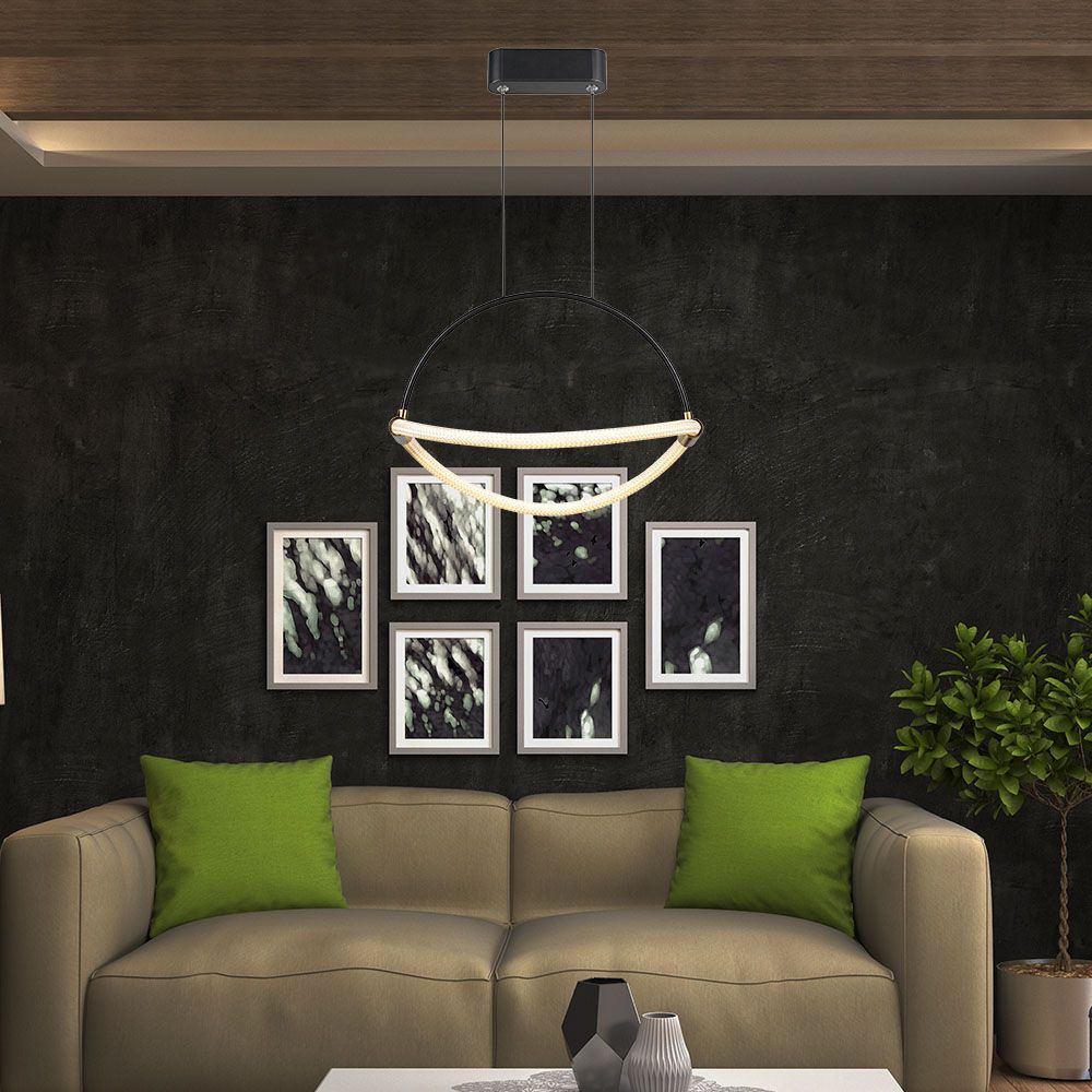 12W LED Handing Pendant Light WIth 1.5m Wire 400mm 3000K Black Body img 1