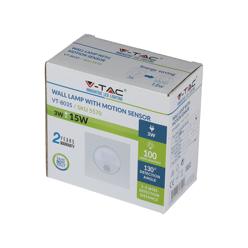 3W Spot LED Luce scale Sensor Bianco naturale