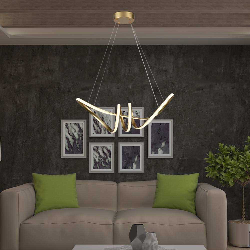 Lampadario LED a Sospensione 24W in Metallo dal Design Moderno 72x30cm Coloro Champagne 3000K img 1