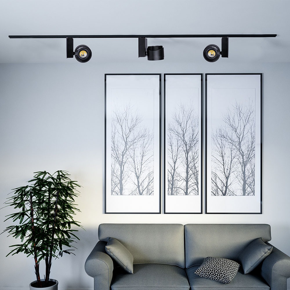 45W Proiettore a pista LED COB Bordo Nero Bianco Freddo