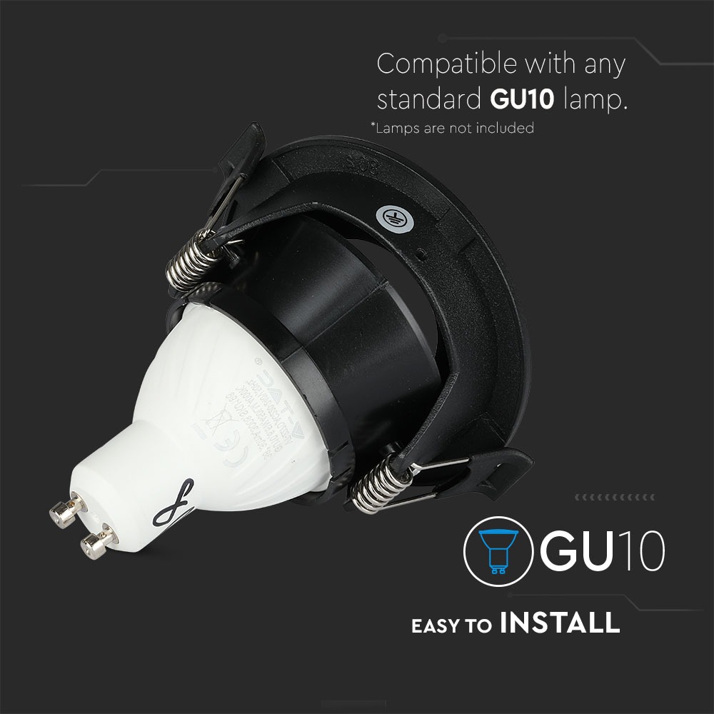 GU10 Fitting Nero & Nero rotondo img 1