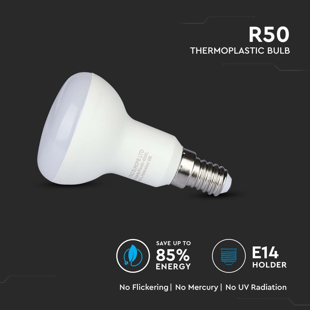 LED Bulb - SAMSUNG CHIP 4.8W E14 R50 Plastic 6400K img 1