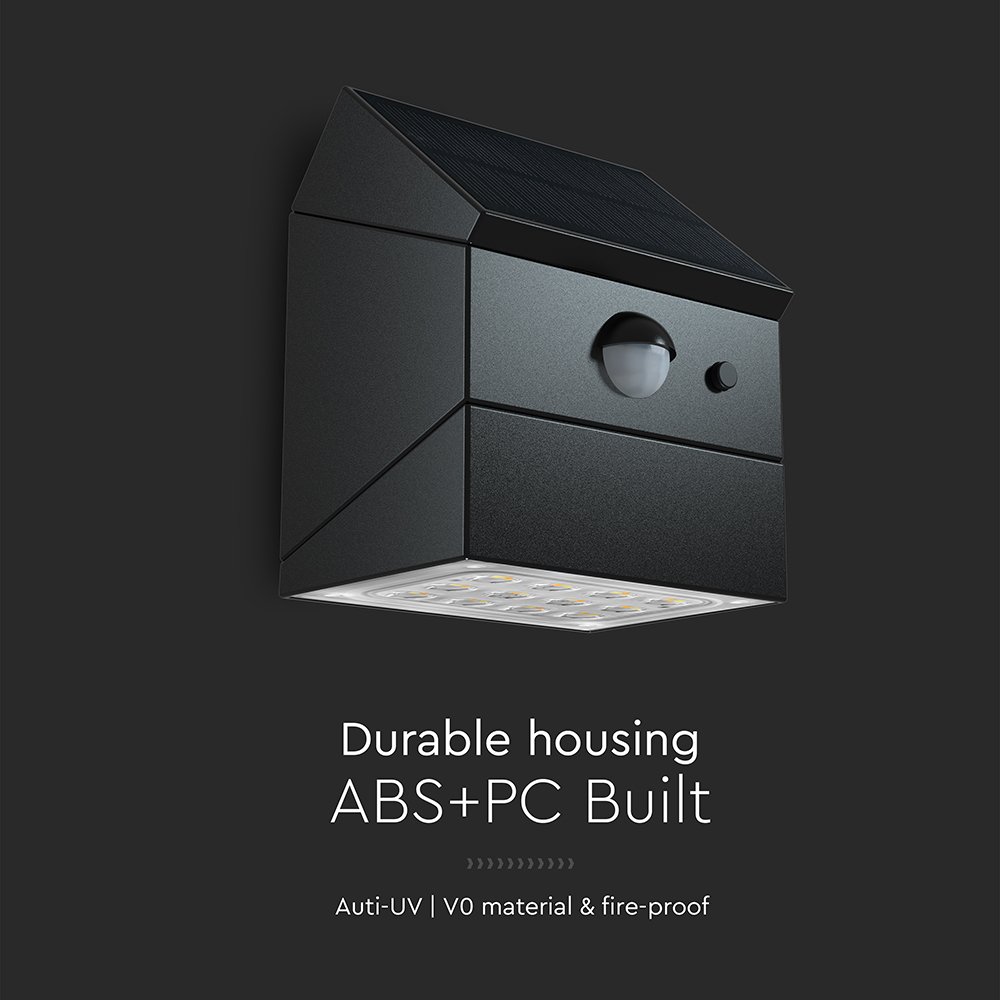 2.5W LED Solar Wall Light Sensor 1200mAh 3.7V CCT3IN1 Black Body img 3