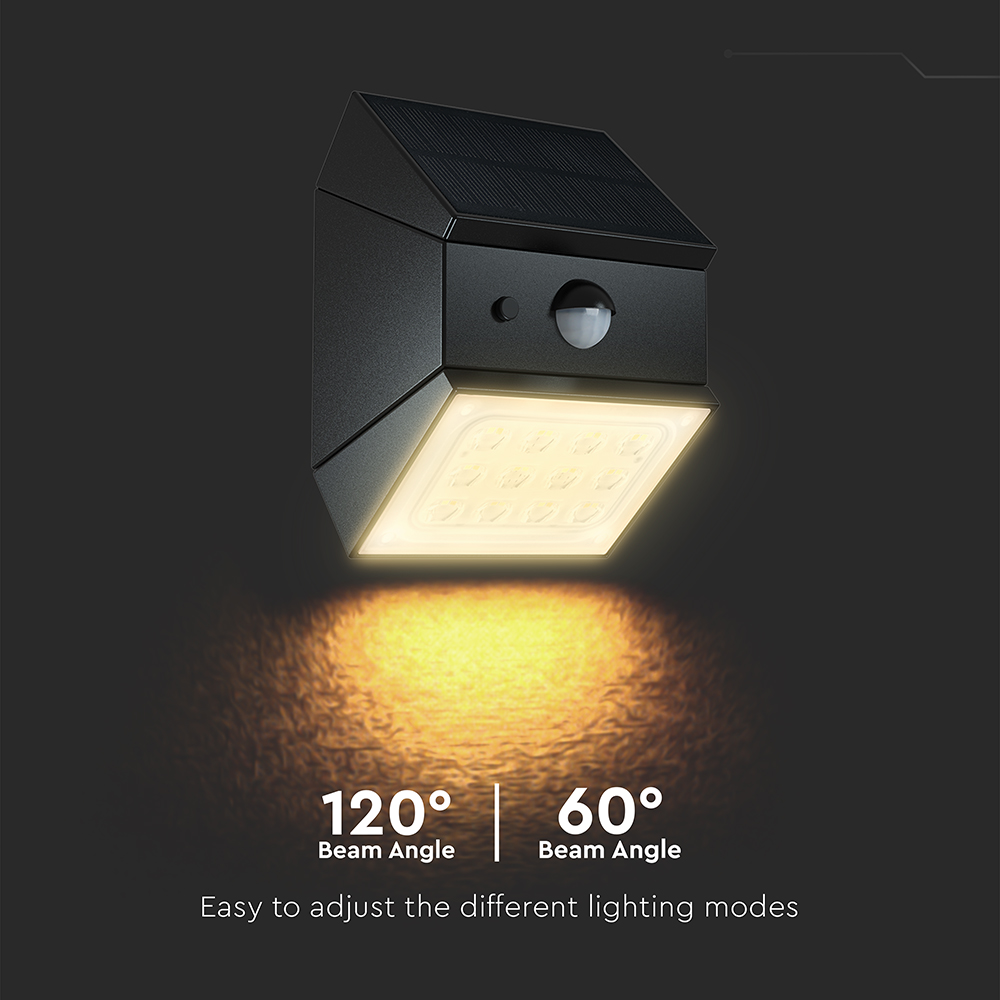 2.5W LED Solar Wall Light Sensor 1200mAh 3.7V CCT3IN1 Black Body img 2