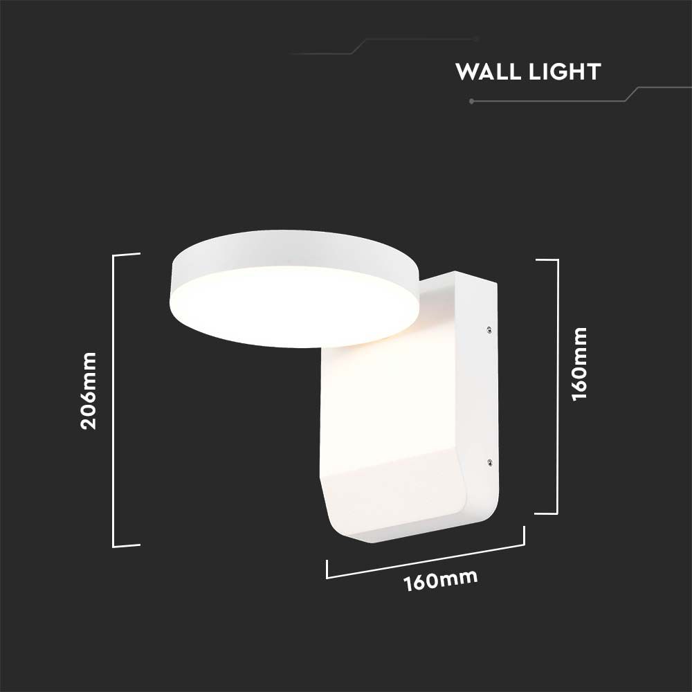 20W LED Wall Light White Body Round 4000K IP65