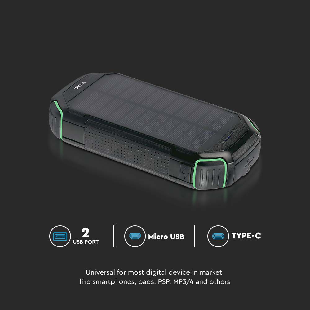 Power Bank 30.000 mAh con Pannello Solare e Ricarica Wireless Colore Nero img 4
