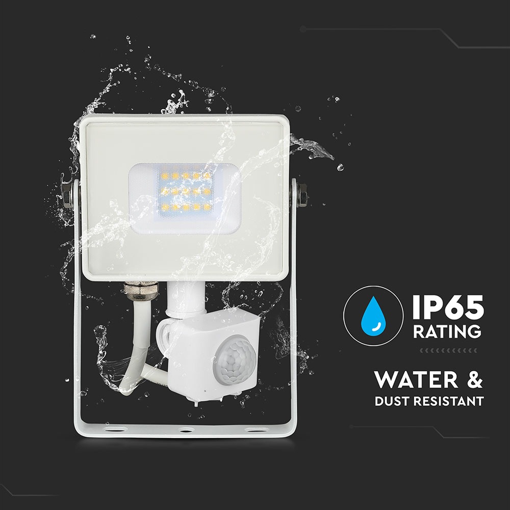 10W LED Proiettore con sensore SAMSUNG Chip Cut-OFF Funzione Corpo Bianco 6400K img 5