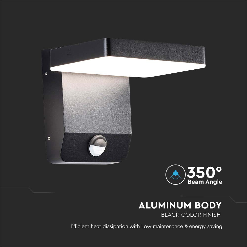 20W LED Wall Light Sensor Black Body Square 4000K IP65 img 2