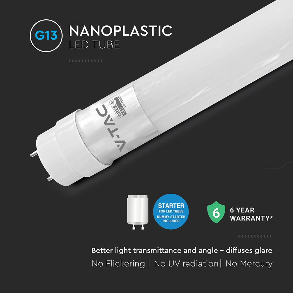 LED Tube CREE CHIP - 120cm 18W G13 Nano Plastic 4000K