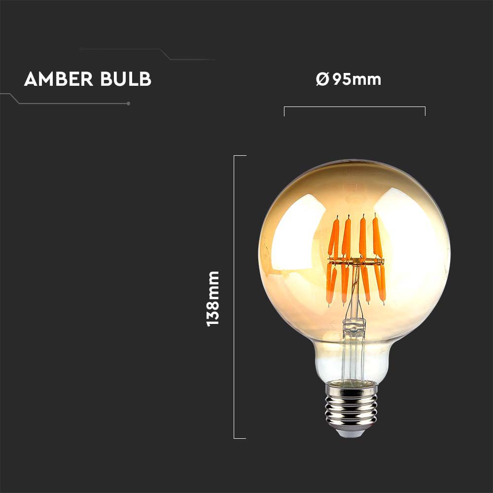 LED - 8W Filament E27 G95 Amber 2200K