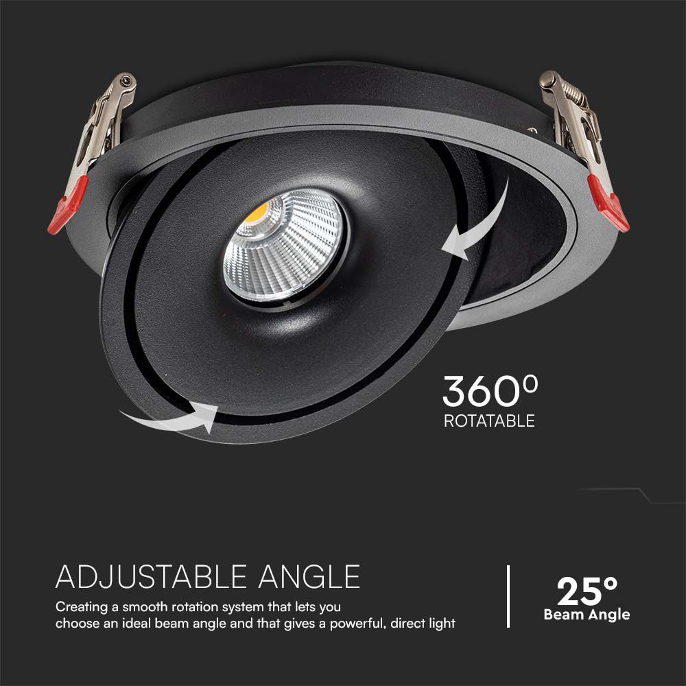 12W LED COB Downlight 3IN1 Black Body img 2