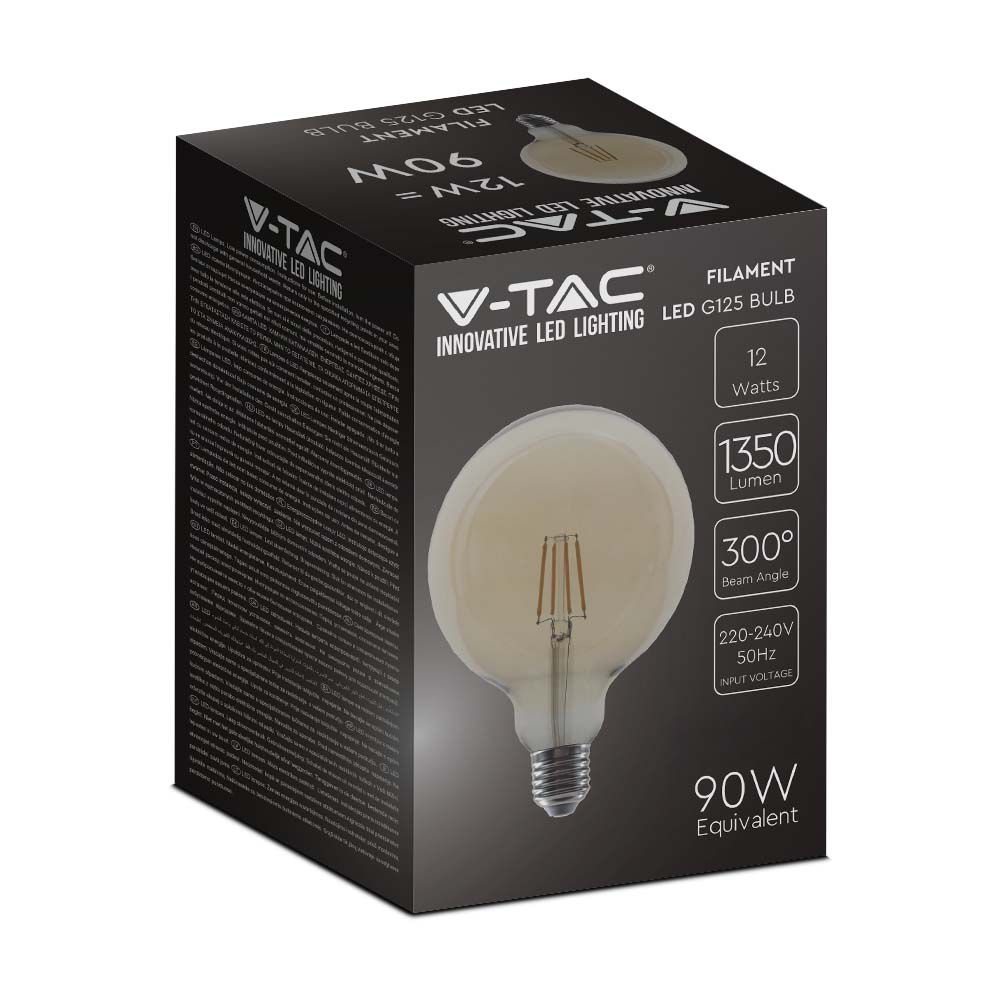 LED - 12.5W Filament E27 G125 Clear Cover 2200K