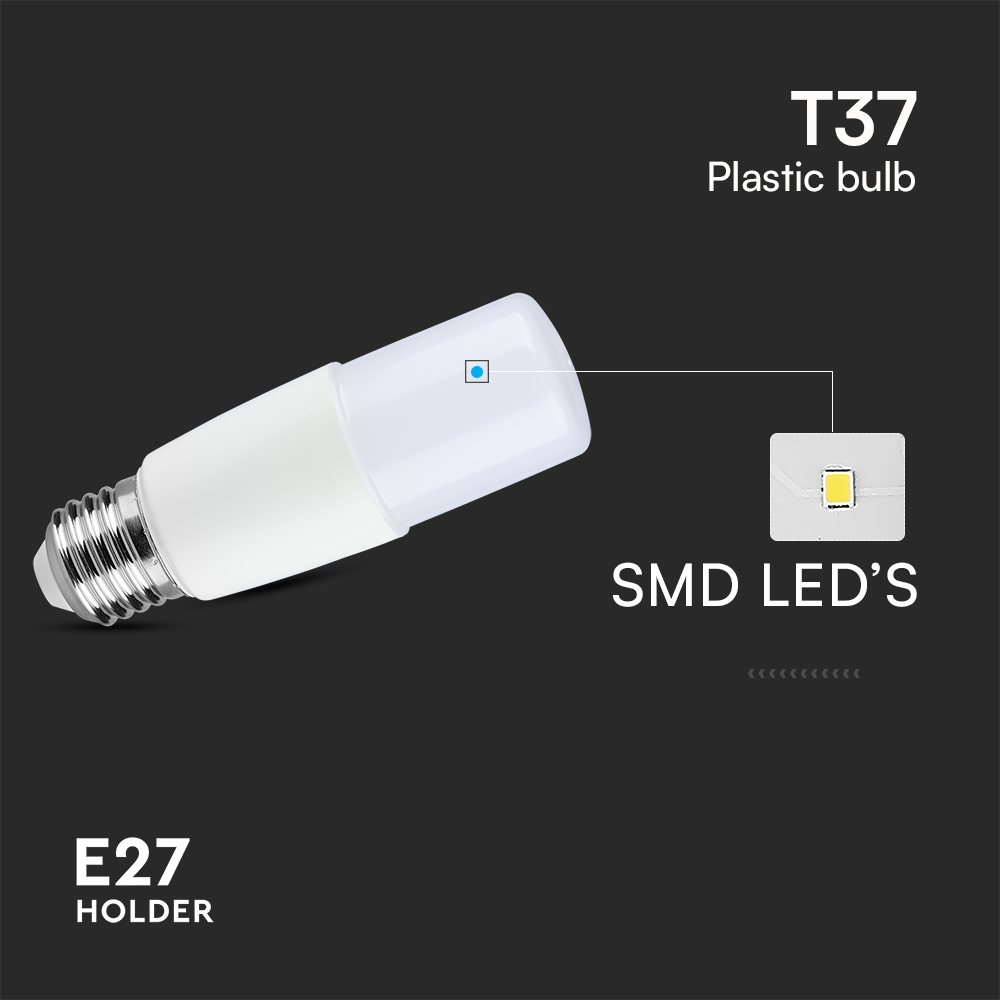 LED Bulb - SAMSUNG CHIP 7.5W E27 T37 Plastic 3000K img 1