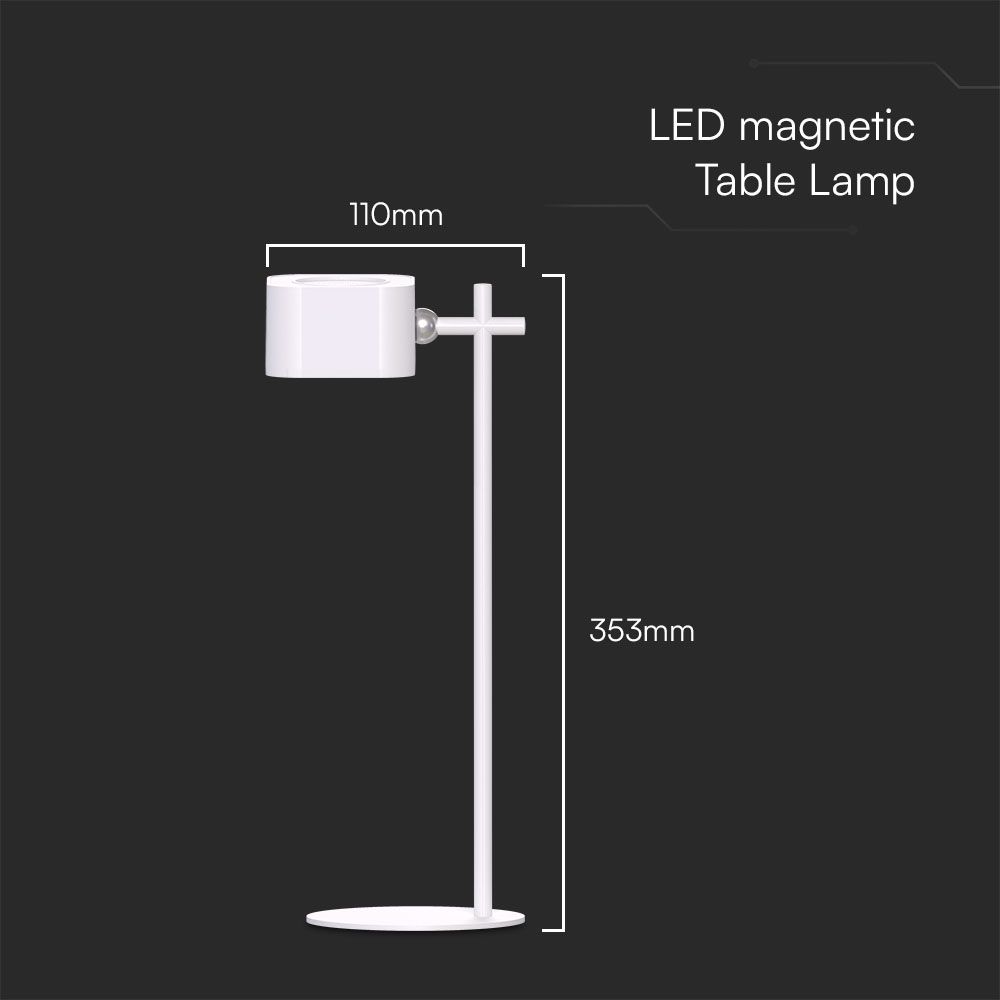 3W LED Magnetic Table Lamp With Battery 1800mAh CCT: 3IN1 White Body